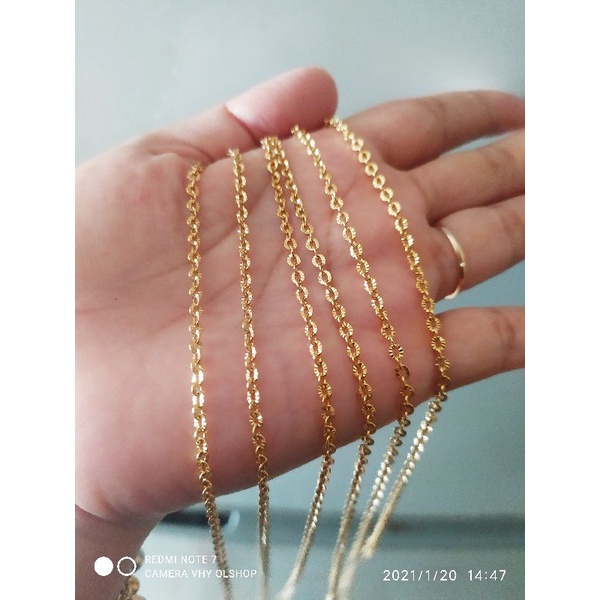 kalung titanium asli, Ready warna Emas dan Silver,anti luntur, tdk hitam, awet, anti karat selamanya