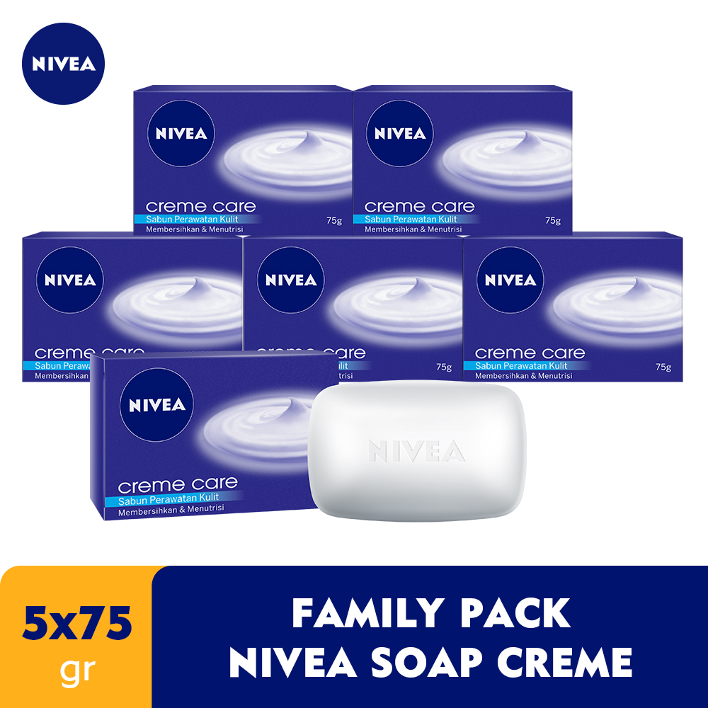 NIVEA Sabun Batang Soap Creme Care Family Pack 5 x 75 gr