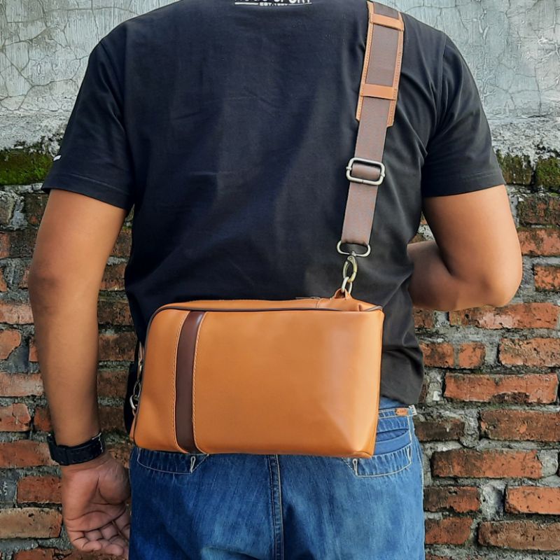 tas selempang pria kulit asli Levin
