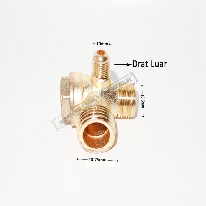Spare Part Nepel Kuningan Cabang 3 Tangki Kompresor Angin Drat Luar