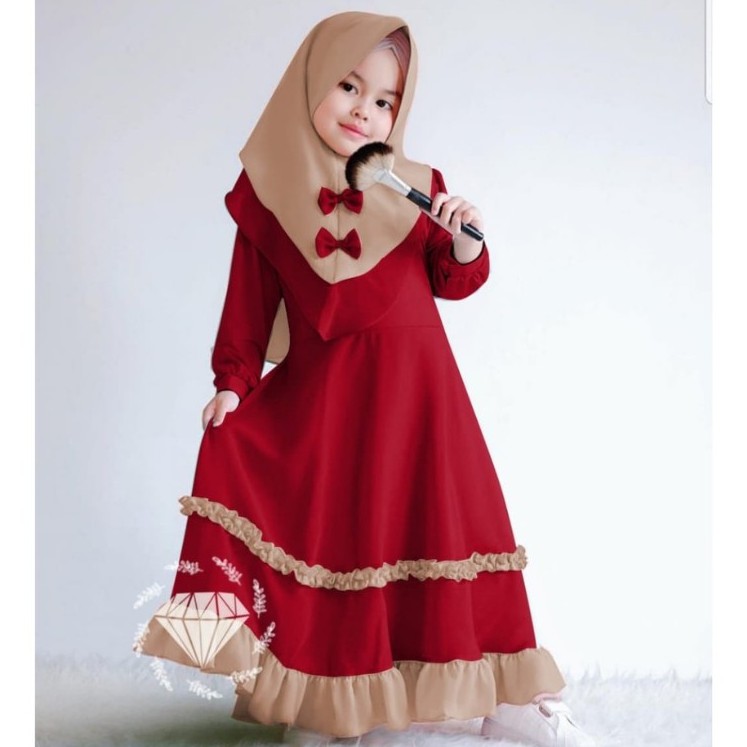 CALYA Gamis anak Jersey / gamis anak perempuan 1-8 th / MODEL SAEFA