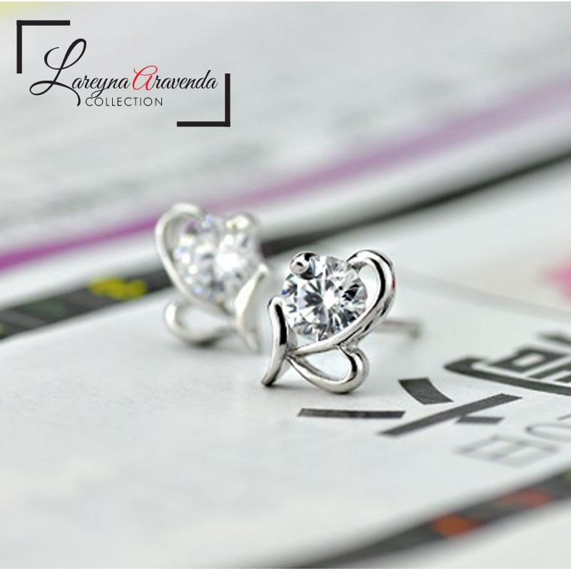 Anting Wanita Silver S925 Motif Butterfly Kristal Crystal Swarovski AT057