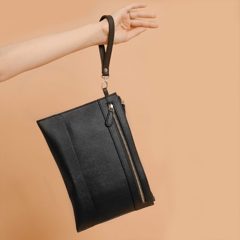 Clutch Wanita Dobel Zipper Hitam Anti air Pouch Kosmetik Makeup Serbaguna