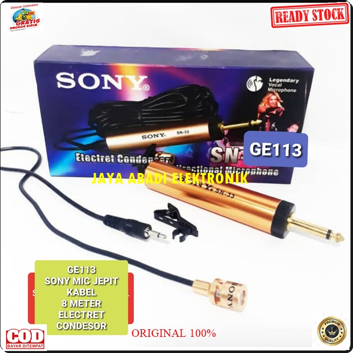 G113 SONY MIC JEPIT KERAH KANCING BAJU KABEL 8 METER CLIP ON MIKROPHONE BEST MICROPHONE COCOK UNTUK IMAM MASJID CERAMAH DLL BISA UNTUK SEGALA JENIS AUDIO KHUALITAS SUARA JERNIH PRODUK BERKHUALITAS HARGA TERJANGKAU