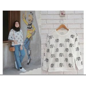 sweater hitam putih cewek sweater gajah sweater coconut sweater murah cewek sweater remaja