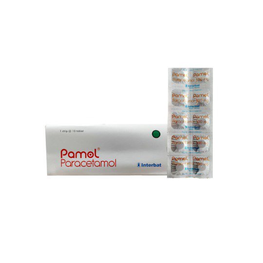 Pamol Tablet 500MG Paracetamol Obat Panas Nyeri Per Strip