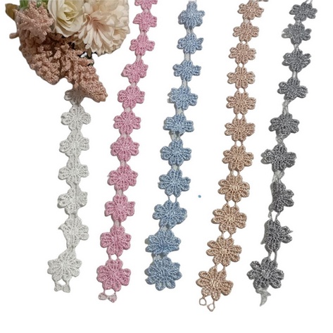 ( 1 Meter ) RIBBON LACE FLOWER - PITA RENDA BUNGA GYPER GIPER ZIPPER ZYPER RAJUT MELATI - PINK GRAY BLUE CREAM WHITE KHAKI BEIGE