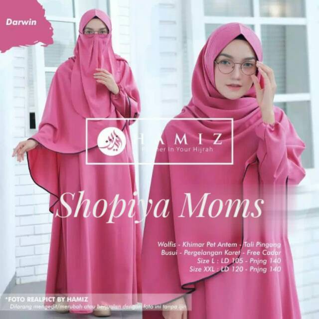 SHOFIYA MOM SYARI gamis Dewasa set khimar  besar dan set cadar premium wolfis TERBARU 2021