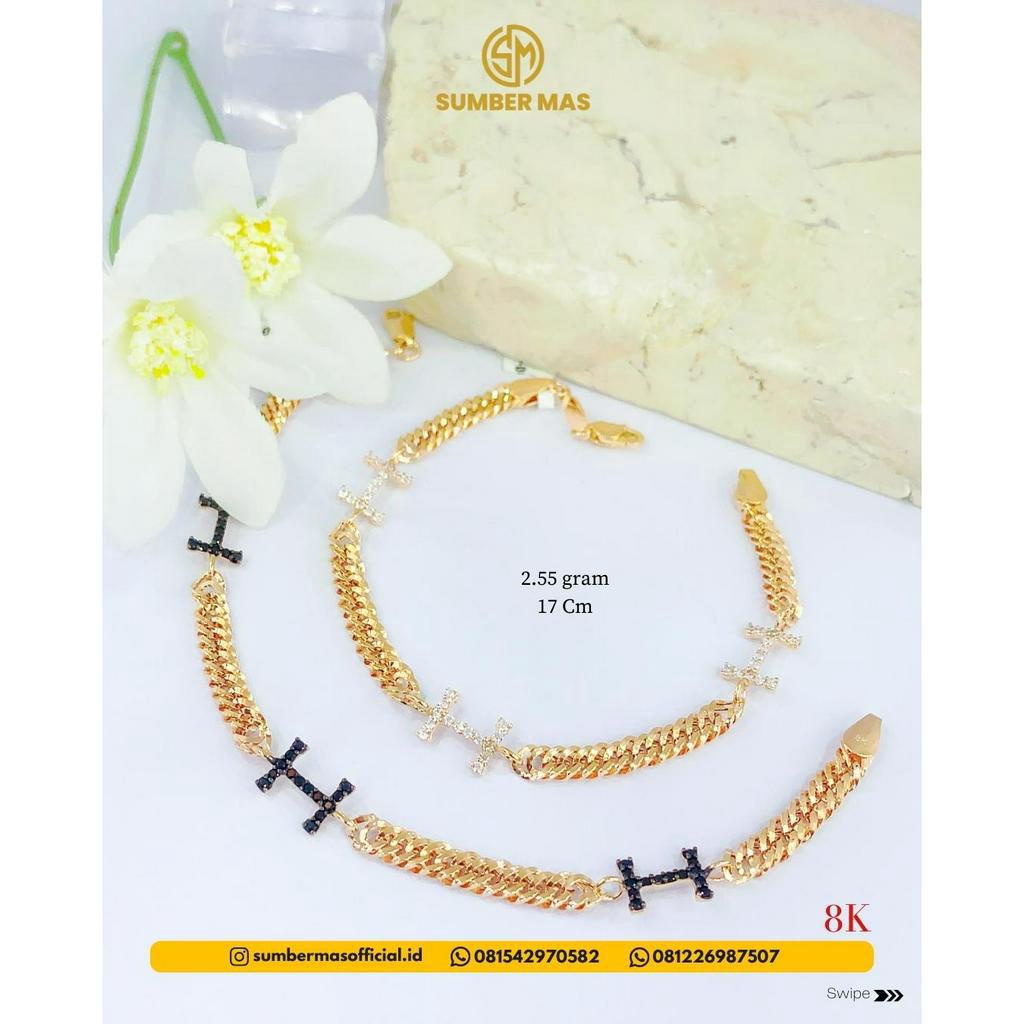 GELANG H KREPYAK BLACK n WHITE FASHION 8K - SUMBER MAS