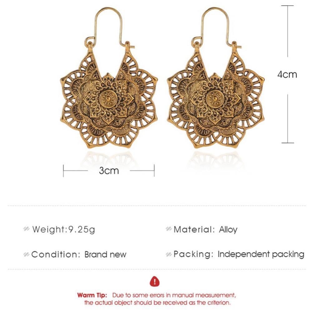 Timekey Anting Tusuk Gantung Desain Ukiran Bunga Hollow Gaya Retrobohemian Untuk Wanita A1K4