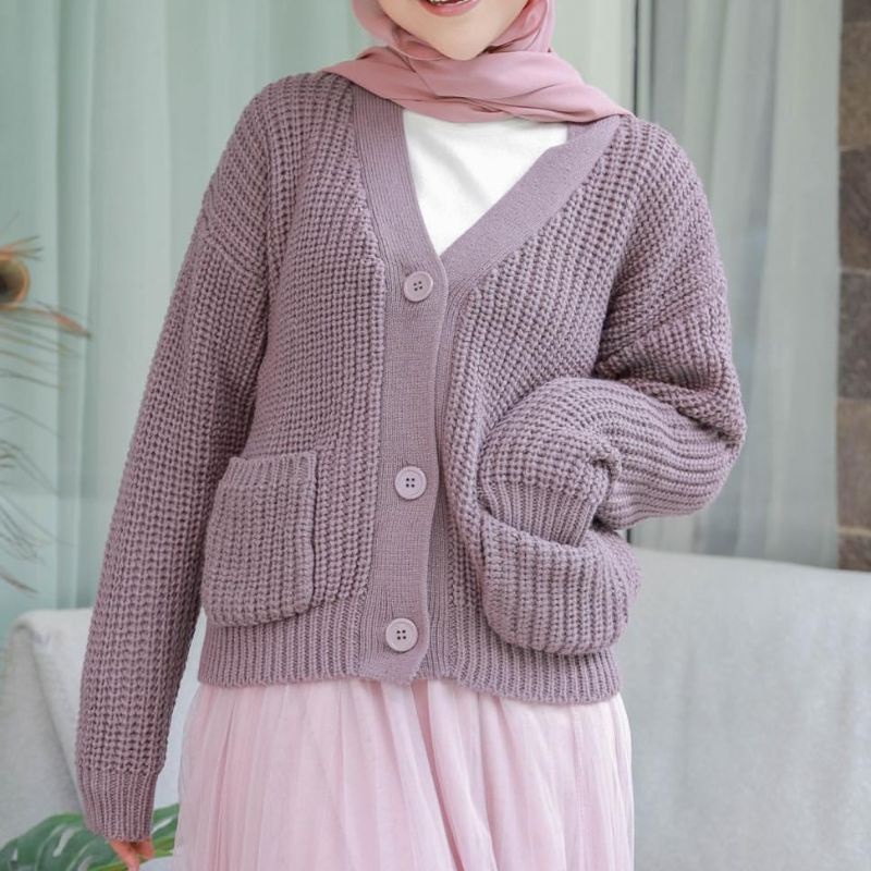 CS035 Cardigan Rajut Pocket Premium Haura Knit