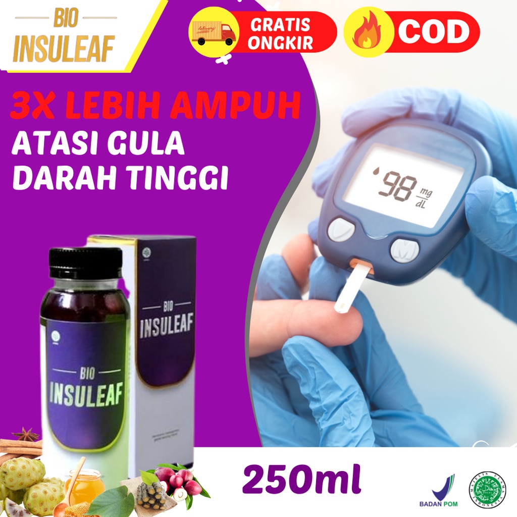 BIO INSULEAF OBAT DIABETES | Herbal Alami Bantu Atasi Kencing Manis Turunkan Gula Darah Asam Urat Kolesterol Cegah Gagal Ginjal 100% ORIGINAL 250ml