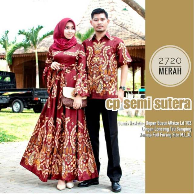 Couple batik gamis semi sutera
