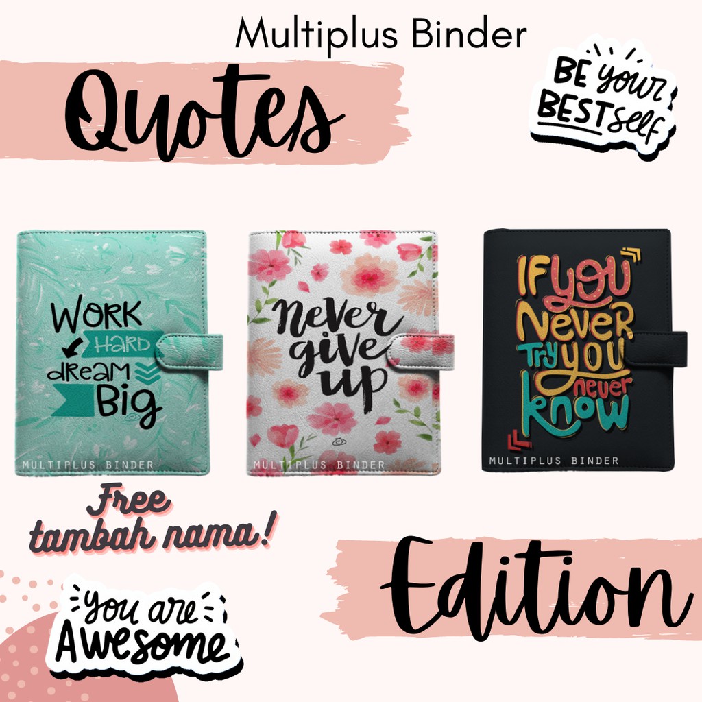 

Binder Custom Quotes Edition B5 26 Ring / A5 20 Ring / A6 6 Ring Free Tambah Nama!