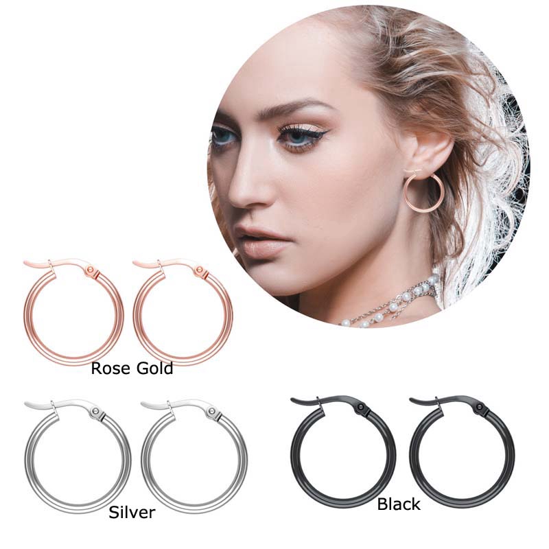 1pairs Stainless Steel Prevent Allergy Hoop Earrings 10-20mm