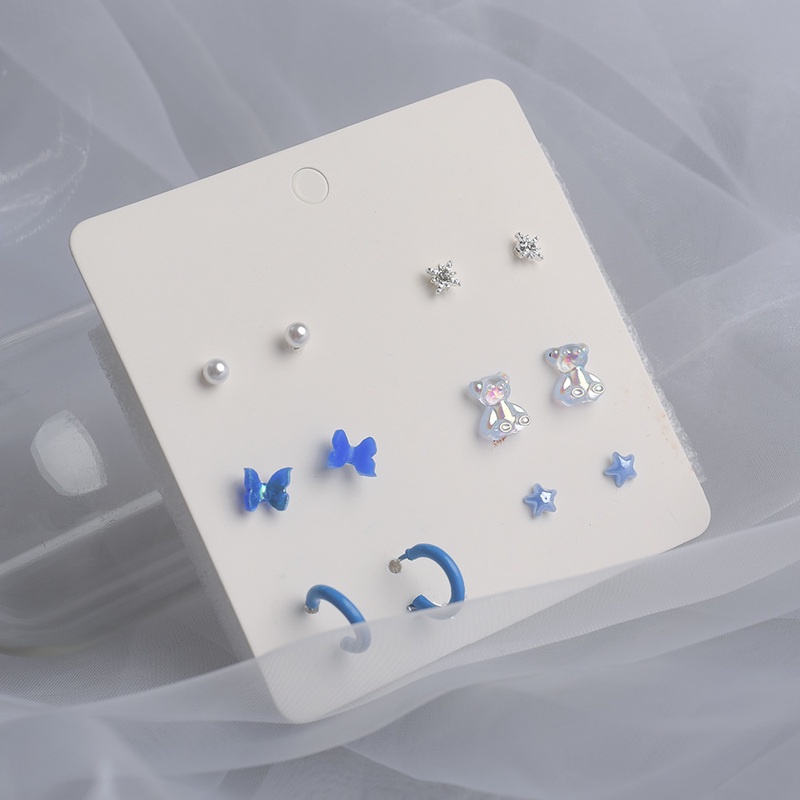 6 Pasang / Set Anting Stud Desain Butterfly Bear Gaya Korea Minimalis Elegan Untuk Wanita