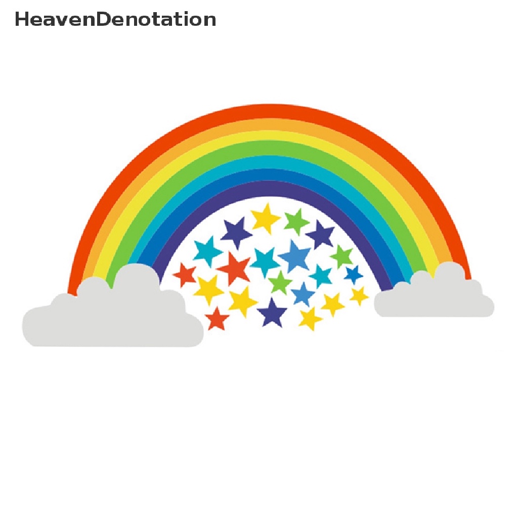 Stiker Dinding Bahan Vinyl Mudah Dilepas Gambar Bintang Warna Pelangi Untuk Dekorasi Kamar Anak