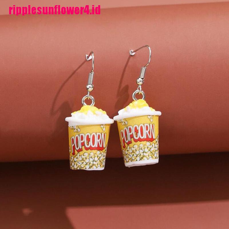 Anting Kait Gantung Desain Popcorn 3d Bahan Resin Untuk Wanita