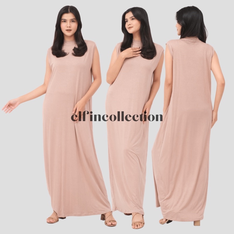 Manset Gamis Kutung Turtleneck | Inner Dress Tanpa Lengan Turtleneck Kaos Rayon Premium | Inner Dress Sleeveless