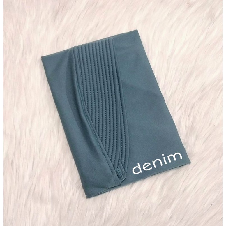 Hijab Bergo Spandek Jersey Menutup Dada/Hijab Instan Bergo Hamidah/Hijab Sport-Denim