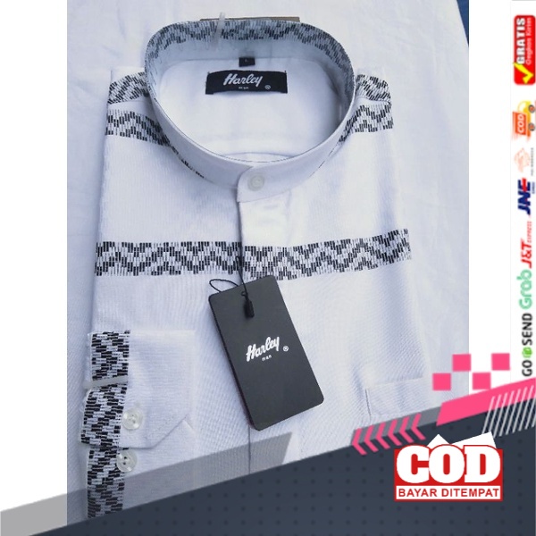 Koko Putih Koko Harley Terbaru Lengan Panjang Kemko Putih P09