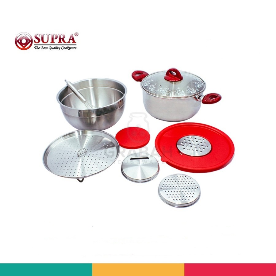 SUPRA Cookware Unique Set 10 Pcs | Mixing Bowl Parutan Stainless