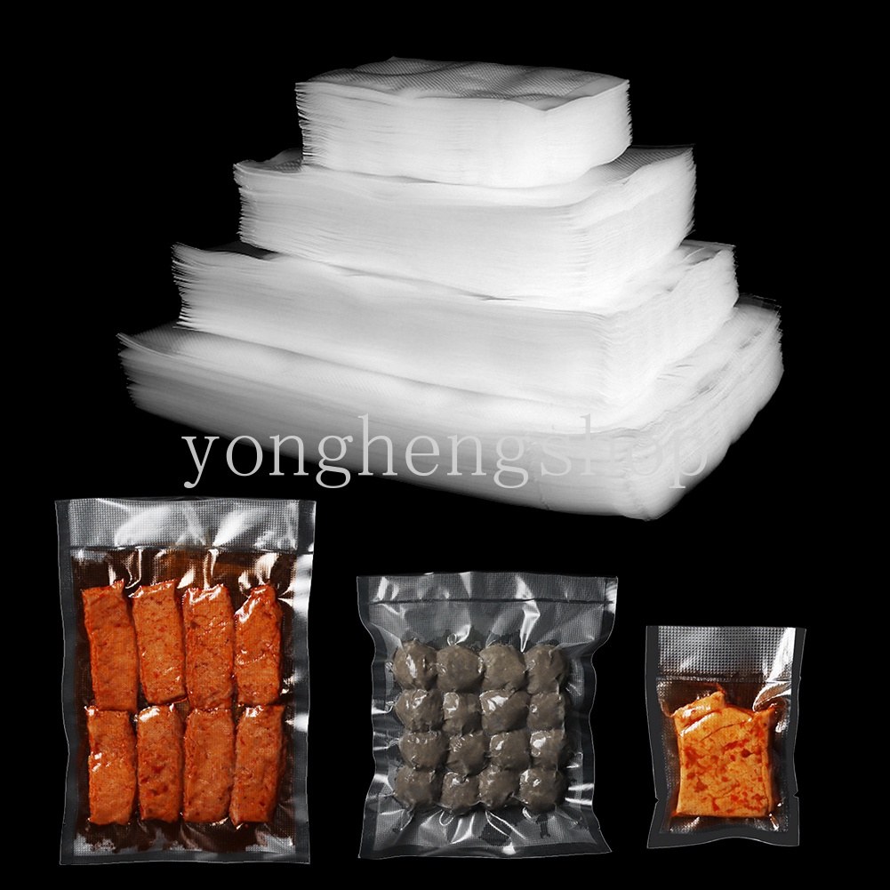 100pcs / set Kantong Plastik Vacuum Penyimpanan Makanan Untuk Perlengkapan Dapur