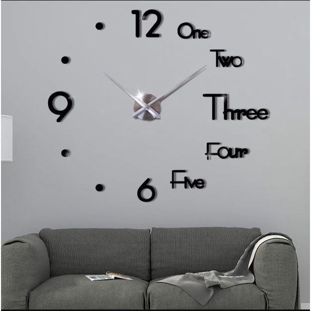 PROMO Jam Dinding DIY Giant Wall Clock Quartz Creative Design KALIGRAPI KALIGRAFI - Jam Dinding Besar DIY Giant Wall Clock Underline &amp; Angka 37 Inch - 50-60cm Model English Word - Model Roman 30 CM - ANGKA ROMAWI