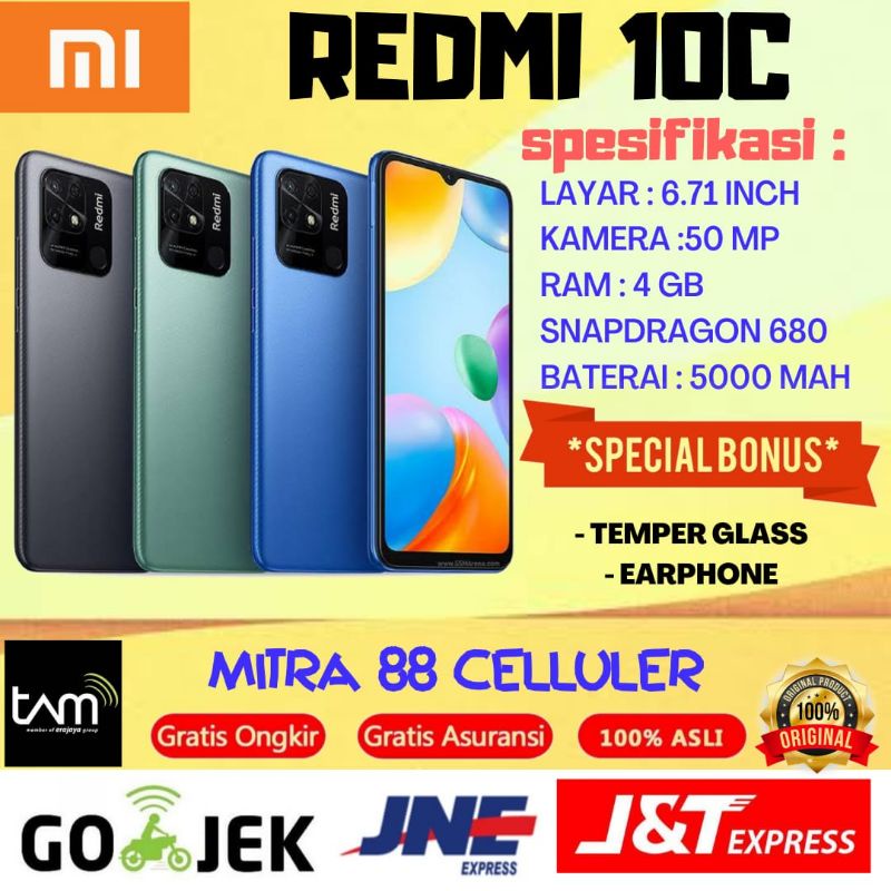 REDMI 10C RAM 4/128GB & 4/64GB GARANSI RESMI XIAOMI INDONESIA