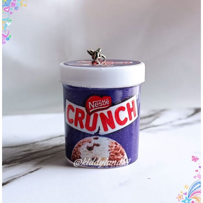(Minimal 4 biji) Gantungan Kunci Unik Miniatur Ice Cream Cup-Crunch