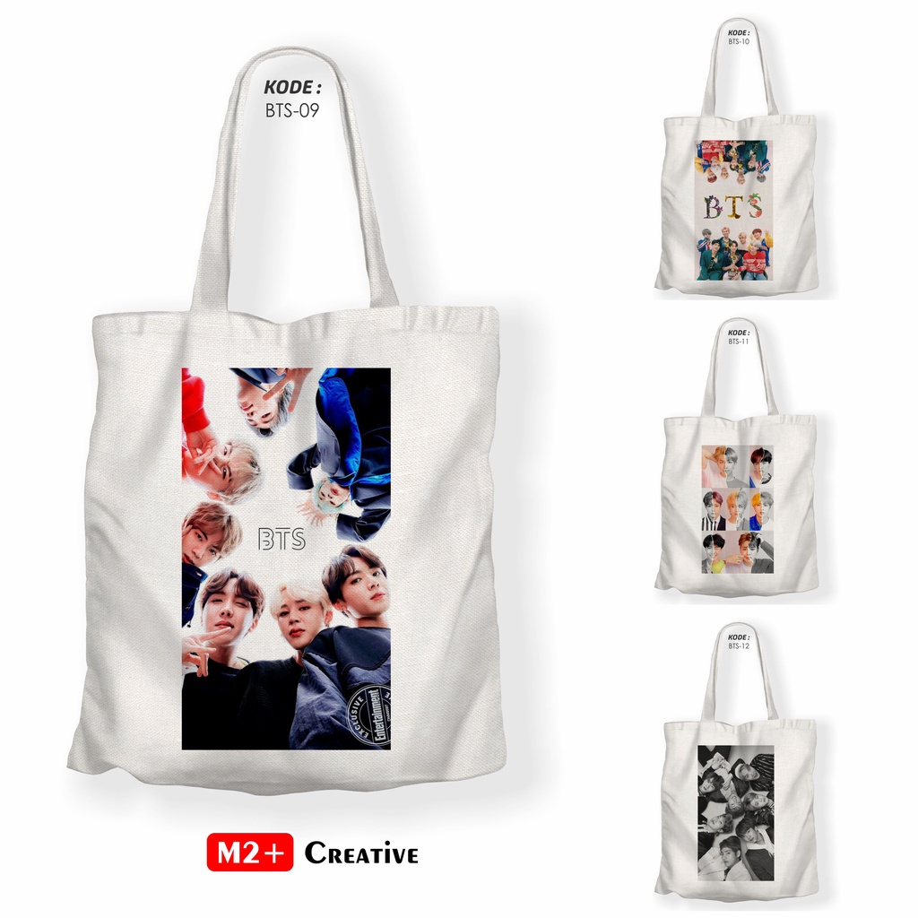TERBARU Totebag Aesthetic BTS ARMY Tote Bag Kanvas Putih Estetik Tas Totebag Wanita Seri 9-12