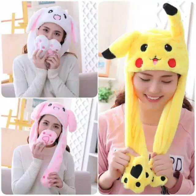 [ LED ] Rabbit Hat LED / Topi Telinga Bunny Bergerak Kupluk Kelinci Stitch Pony Unicorn lagu musik