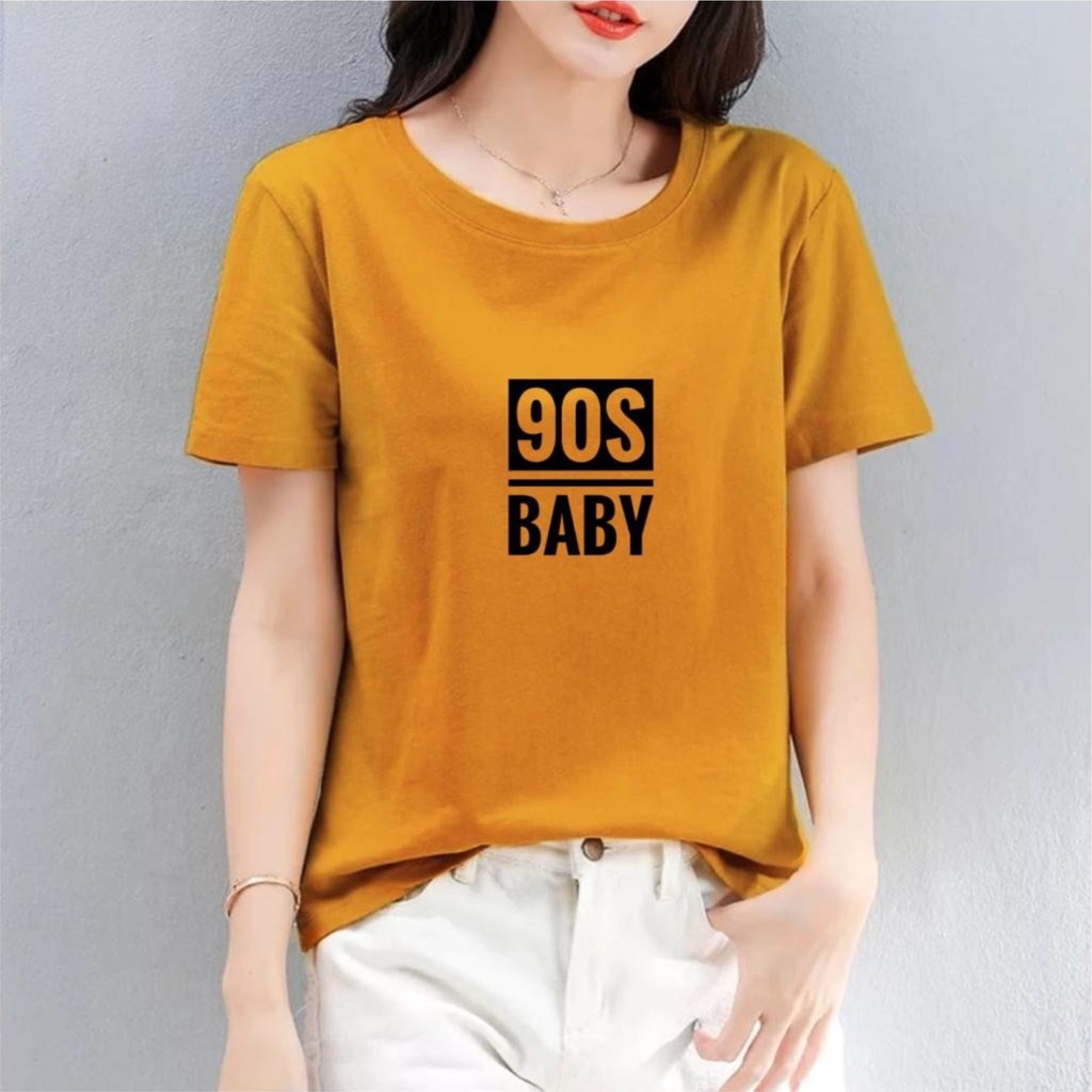 Kaos Wanita 90S BABY / Tshirt Combed 30s Wanita / Tumblr Tee / Atasan Baju Lengan Pendek