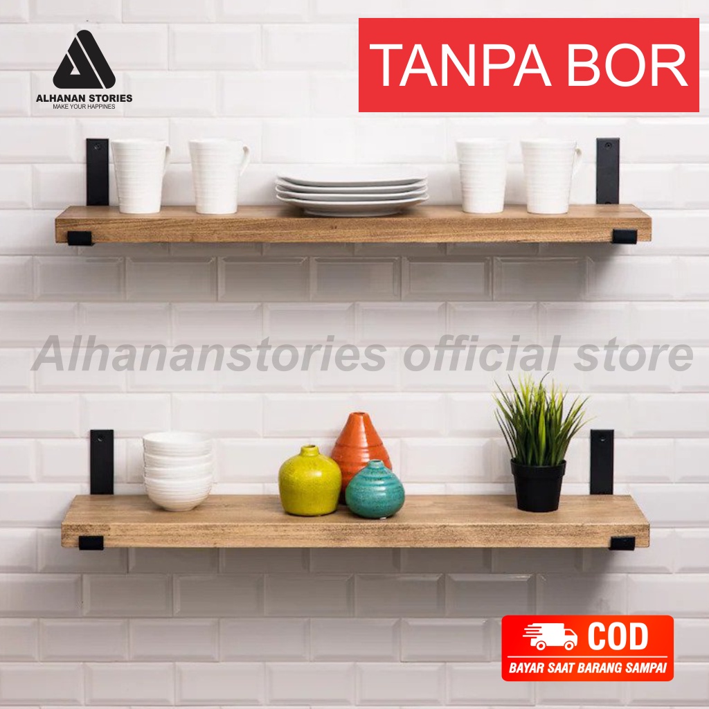 [COD] Rak Ambalan Kayu Siku Dinding Photocard BTS / Rak Buku / Bumbu Dapur / Rak Foto