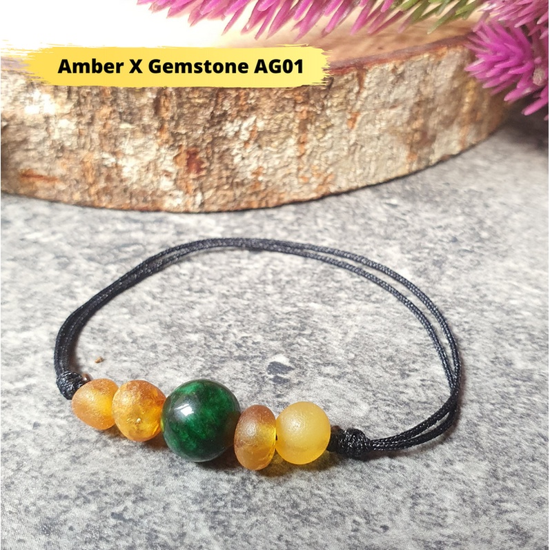 Gelang Amber X Gemstone Anak dan Dewasa Adjustable AG01 by Amber Bee