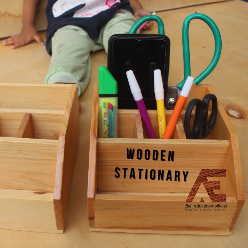 

Stationary Organizer Multifungsi Tempat Pensil hp handphone Kayu desktop storage