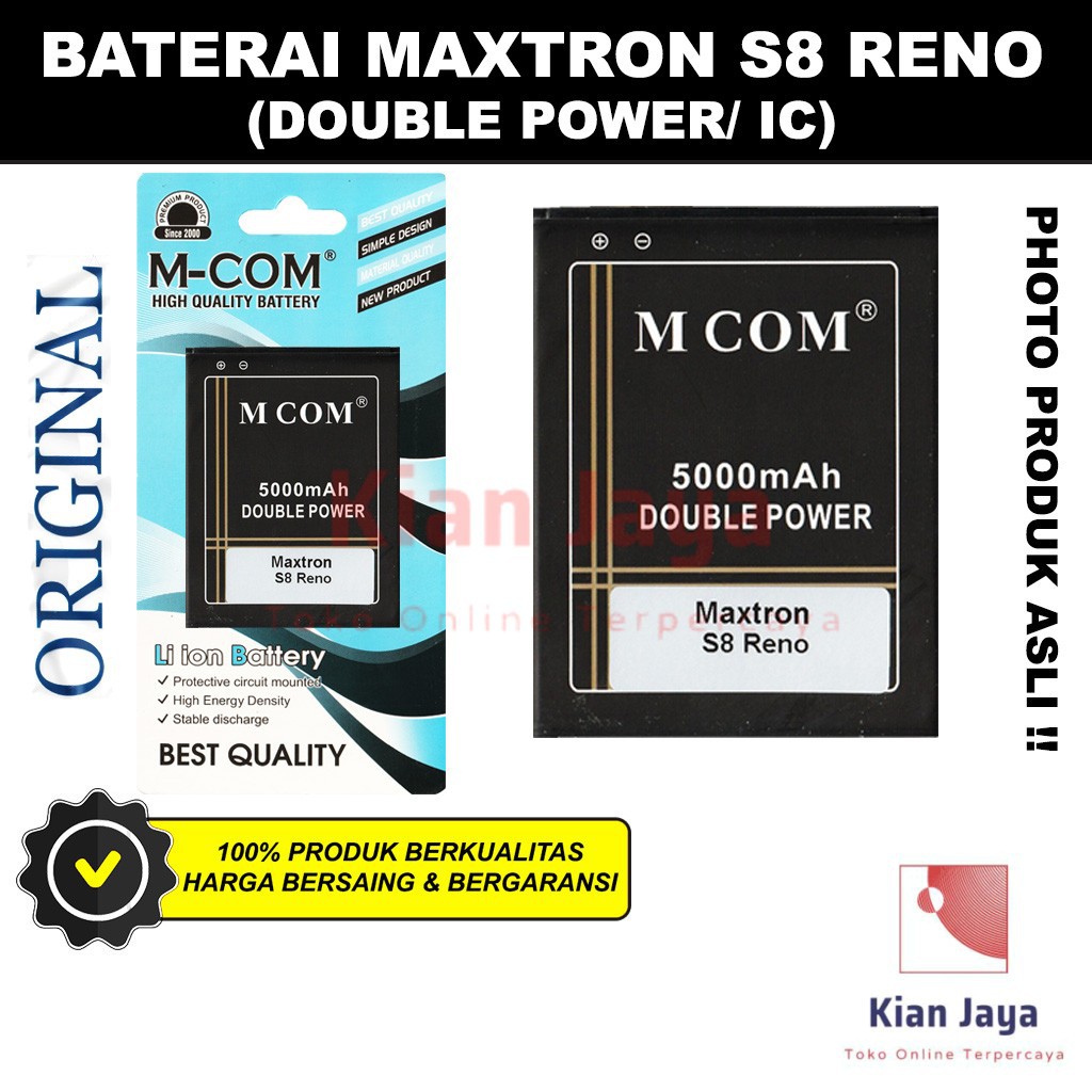 MCOM Baterai Hp Maxtron S8 Reno Original Double Power Batre Batrai Battery Ori