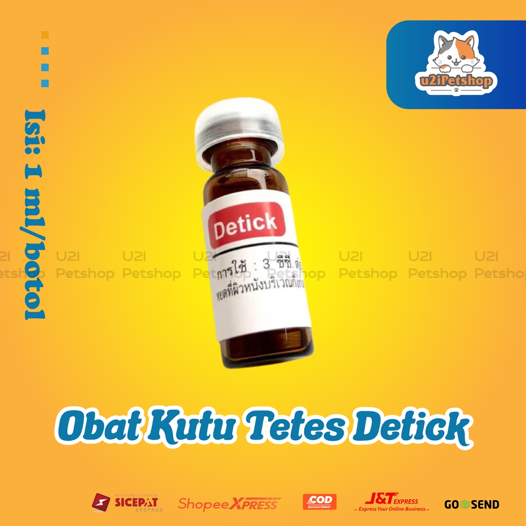 u2i Petshop Grosir Obat Kutu Tetes Detick 1ml Up To 10kg Anjing Kucing Dog Cat Botol Kaca