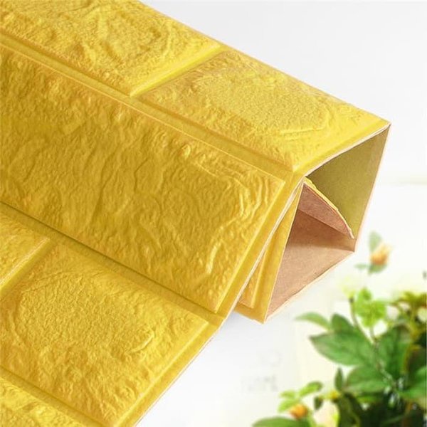 wallpaper 3D Foam Modern wallpaper timbul Wallfoam dinding Batu Bata Brickfoam tebal ukuran 38 x 70cm WHFURNITURE-KUNING