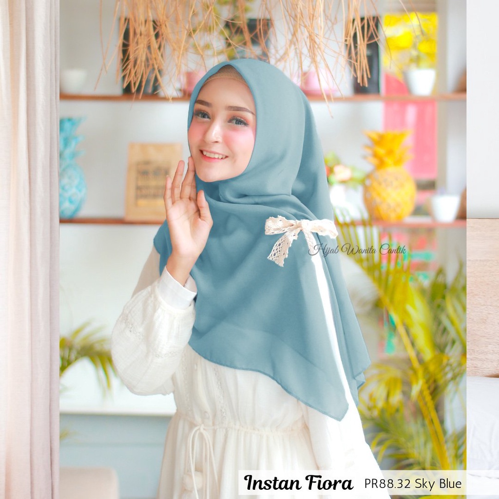 Hijabwanitacantik - Hijab Instan Fiora | Hijab Instan | Jilbab Instan Voal-Sky Blue