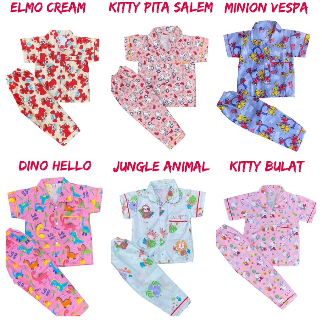 PIYAMA ANAK 1-5 TH / BAJU TIDUR ANAK BEBAS PILIH MOTIF GROSIR KODE C