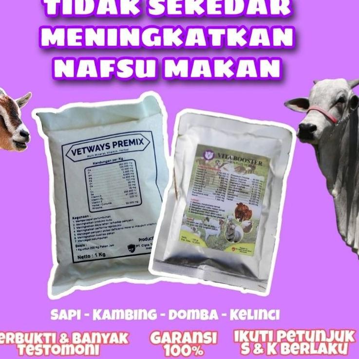 

➶qv Terlaku.✧ Vetways Premix + Vitabooster Paket vitamin penggemuk sapi kambing domba 75 ≛