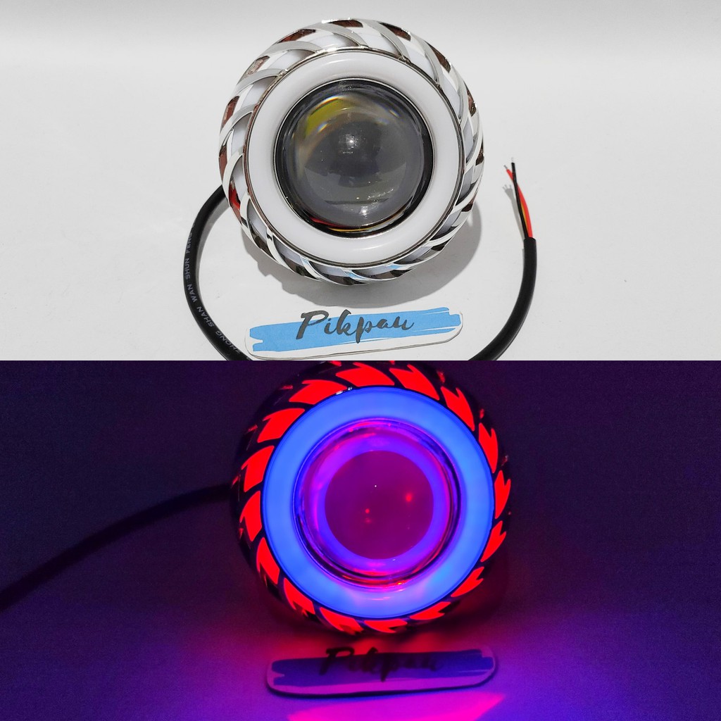 Projie Spiral Lampu LED Motor Mobil Ukuran 3.5 inch AE DE Warna Red Blue Red