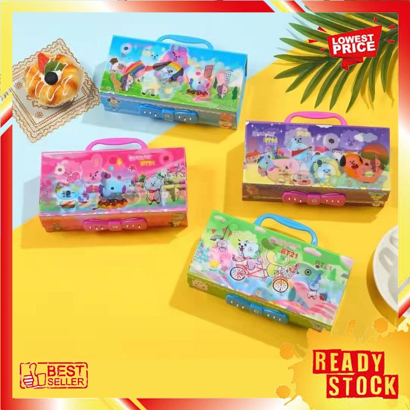 ☑️Pencil Case Kiky ☑️ Kotak Pensil ☑️ Dusgrip ☑️ Tepak Pensil Kode 3 Tingkat☑️-1