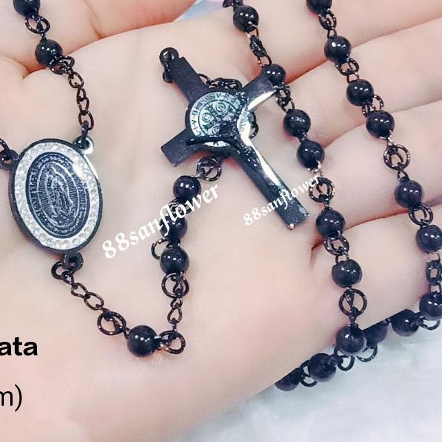 ROSARIO TITANIUM BLACK Kalung Rosario Titanium Hitam