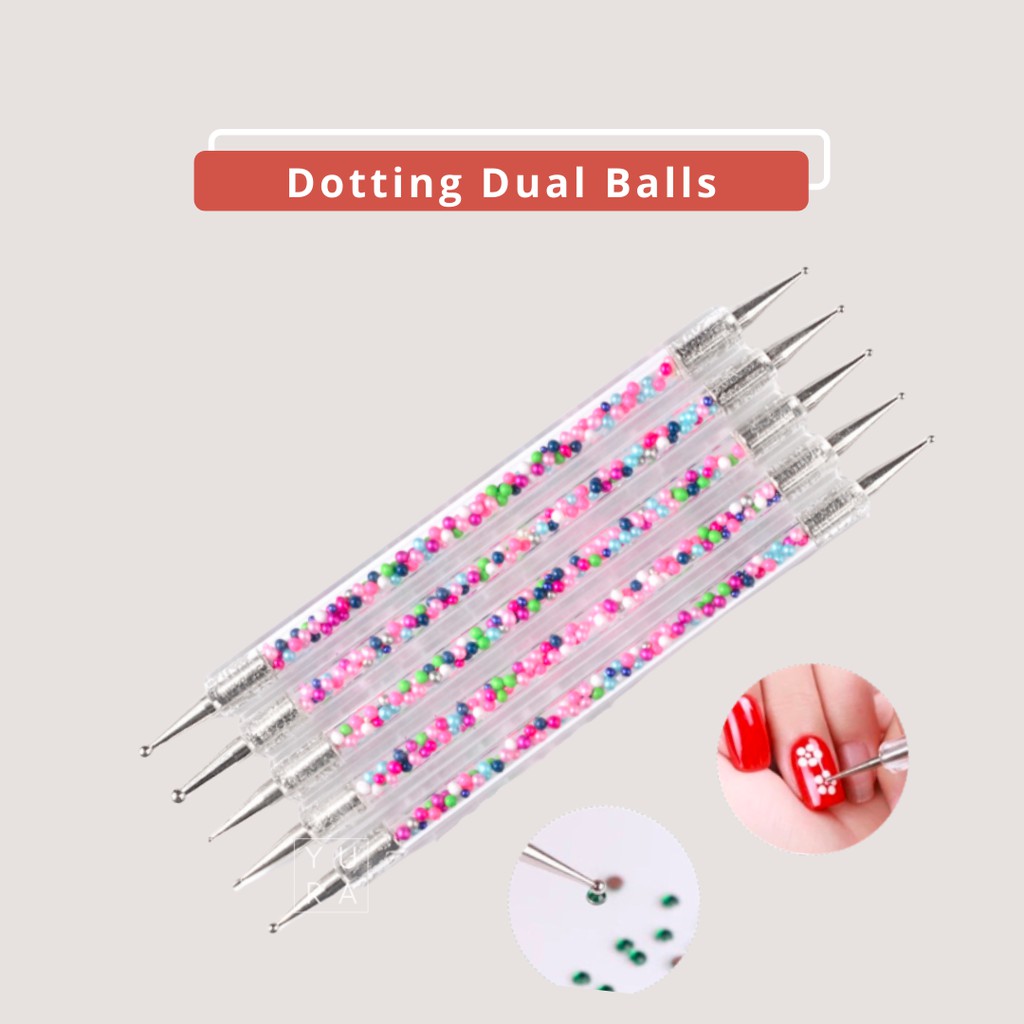 Dotting Pen Rhinestone Gem Manik Nail Art Set 5 Dual Balls (NP-7)