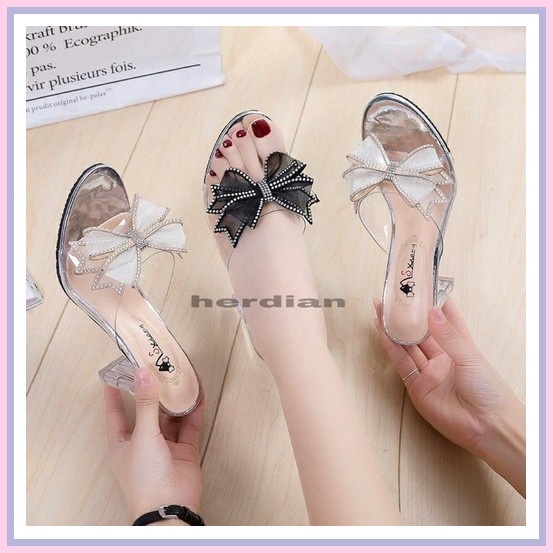 Hak Hils Heels Zara-677 Polkadot Tali Pita Original  Premium (He Herdian Noval 07 Pita Sandal