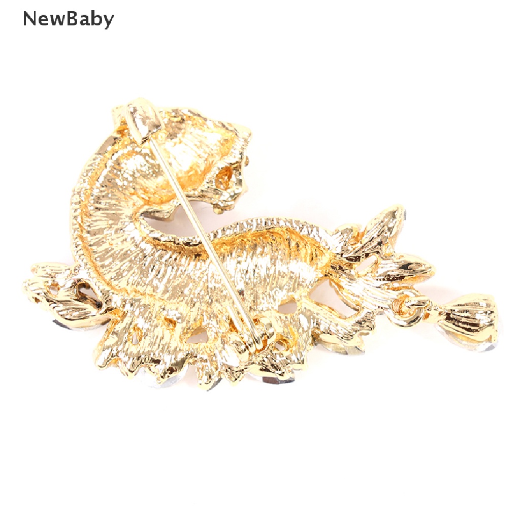 NewBaby Rhinestone Tiger Brooches For Women Beautiful Animal Pins Coat Suit Accessories ID