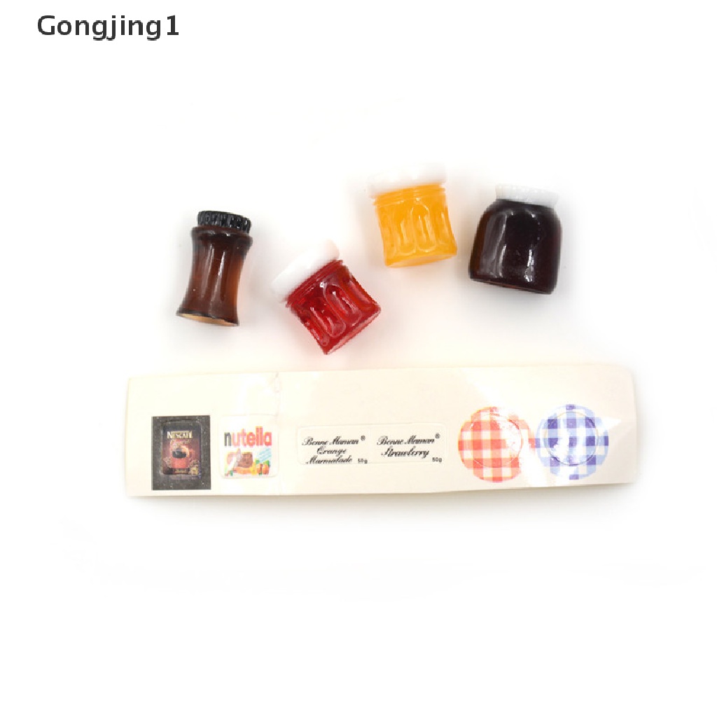 Gongjing1 4pcs / set Miniatur Toples Selai / Kopi Skala 1: 12 Untuk Dekorasi Rumah Boneka