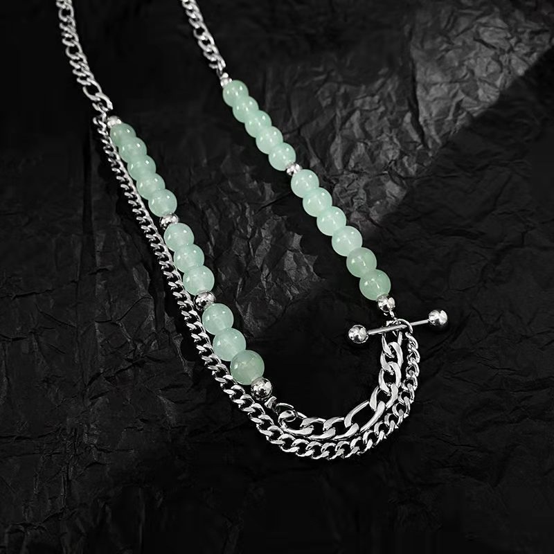 Mint Green Stitching Necklace Accessories Trendy Retro Hip Hop